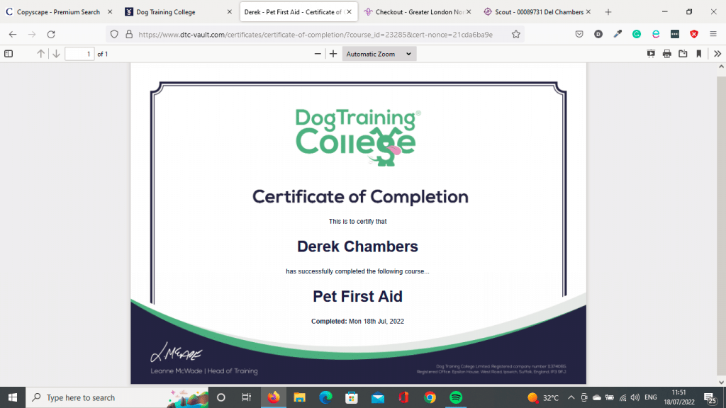finchley-dog-walker-first-aid-1024x576 Other Pet Care certificates